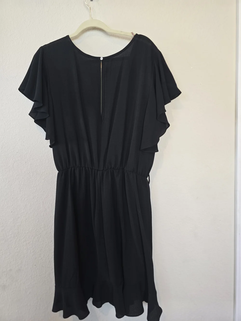 Chicsoul Black Flutter Sleeve Wrap Dress Sz 16